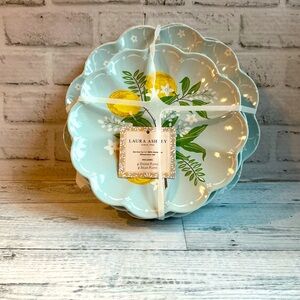LAURA ASHLEY 8pk Melamine Pembroke Lattice Lemon Flower Salad And Dinner Plates